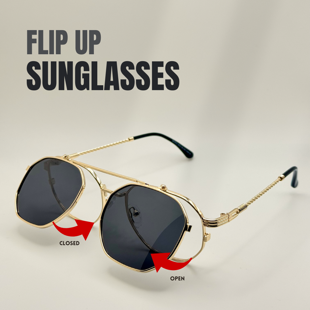 Vintage Flip Up Sunglasses for Women & Men | Retro Steampunk