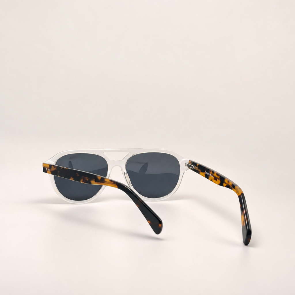 Crystal Tortoise Aviator Acetate Polarized Unisex Sunglasses