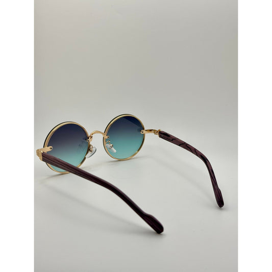 Round Vintage Sunglasses for Women & Men - Gradient Tinted Retro Circle Shades - Gold Frame Boho Festival Eyewear UV400