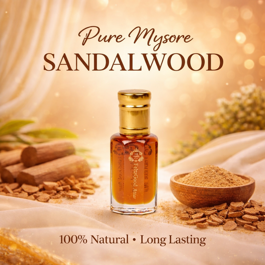 Pure Sandalwood Oil Attar – Natural Perfume Oil, Alcohol-Free, Aromatherapy Essential Oil, Unisex Fragrance