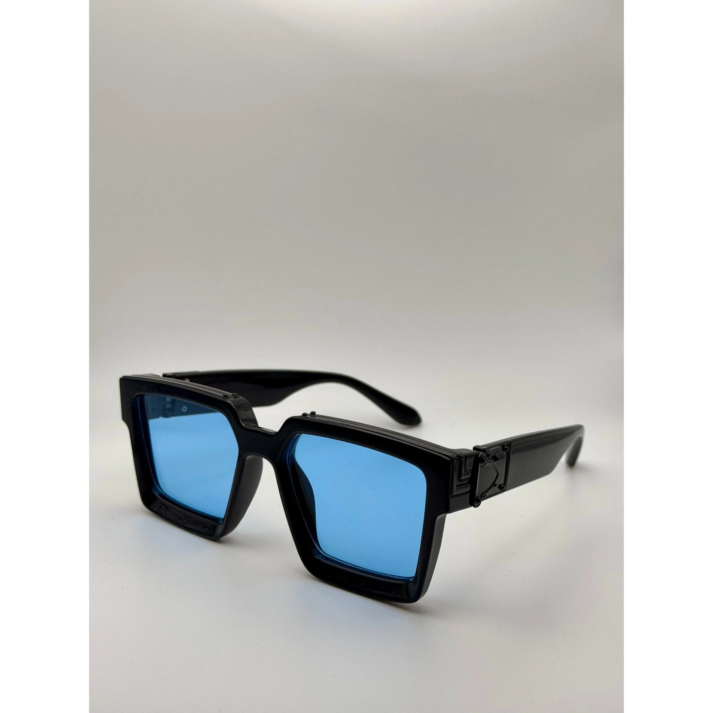Bold Black Square Sunglasses with Blue Tinted Lenses | Retro Statement Eyewear | Unisex Oversized Sunglasses | UV Protection Fashion Shades