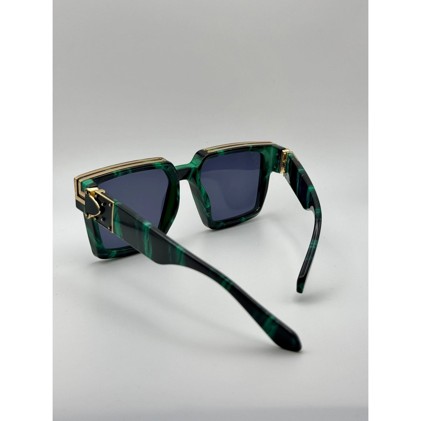 Green Marble Square Sunglasses | Oversized Retro Unisex Shades | Dark Tinted Lenses | Bold Statement Eyewear | UV Protection Sunglasses