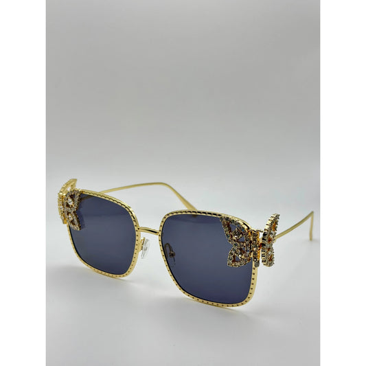 Jeweled Butterfly Sunglasses | Gold Frame Luxury Sunglasses | Rhinestone Butterfly Statement Shades | Fashion Sunglasses for Women
