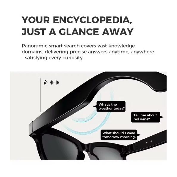 AI Smart Camera Glasses with HD 1080P Video, Photo, Voice Assistant, Translation & Music | Smart Sunglasses for Travel, Cycling & Outdoor