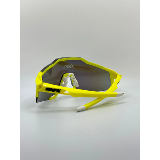 100% Speedcraft Yellow Frame Sports & Outdoors Sunglasses with Multicolor Mirrored Lenses For Men And Women