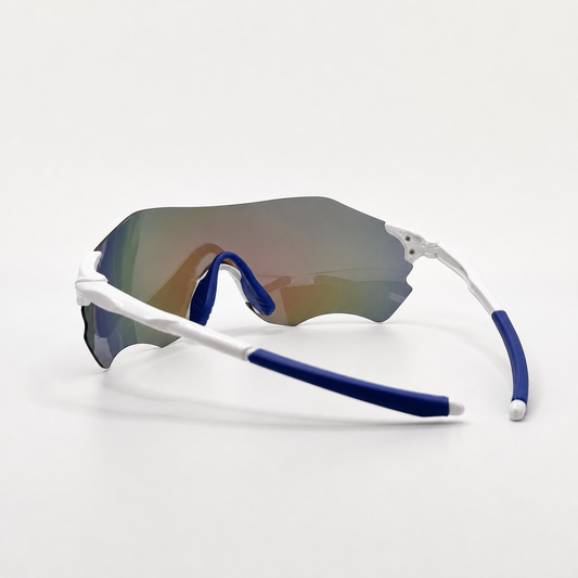 Blue Mirrored Polarized Sports Sunglasses with UV Protection for Cycling and Outdoor Activities