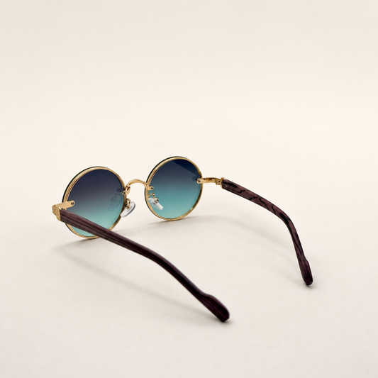 Round Vintage Sunglasses for Women & Men - Gradient Tinted Retro Circle Shades - Gold Frame Boho Festival Eyewear UV400