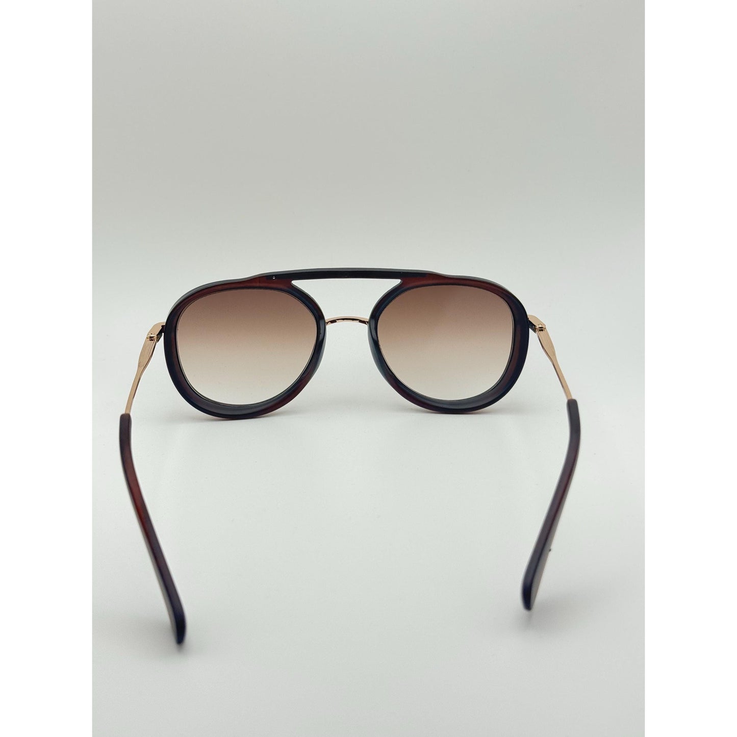Vintage Pilot Aviator Sunglasses - Brown Gradient Lens, Gold Frame, UV400 Polarized Retro Shades with Personalized Sunglasses Case