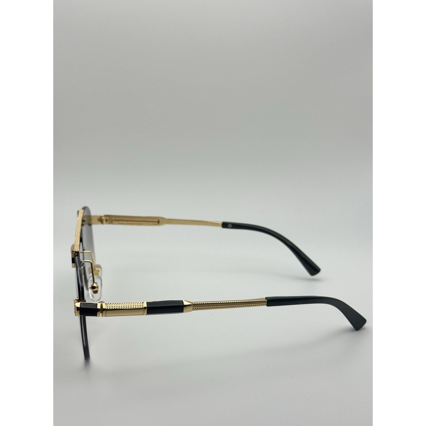 Luxury Rimless Gold Sunglasses: Unisex Gradient Lens, Flat Top Semi-Round UV400 with Personalized Case