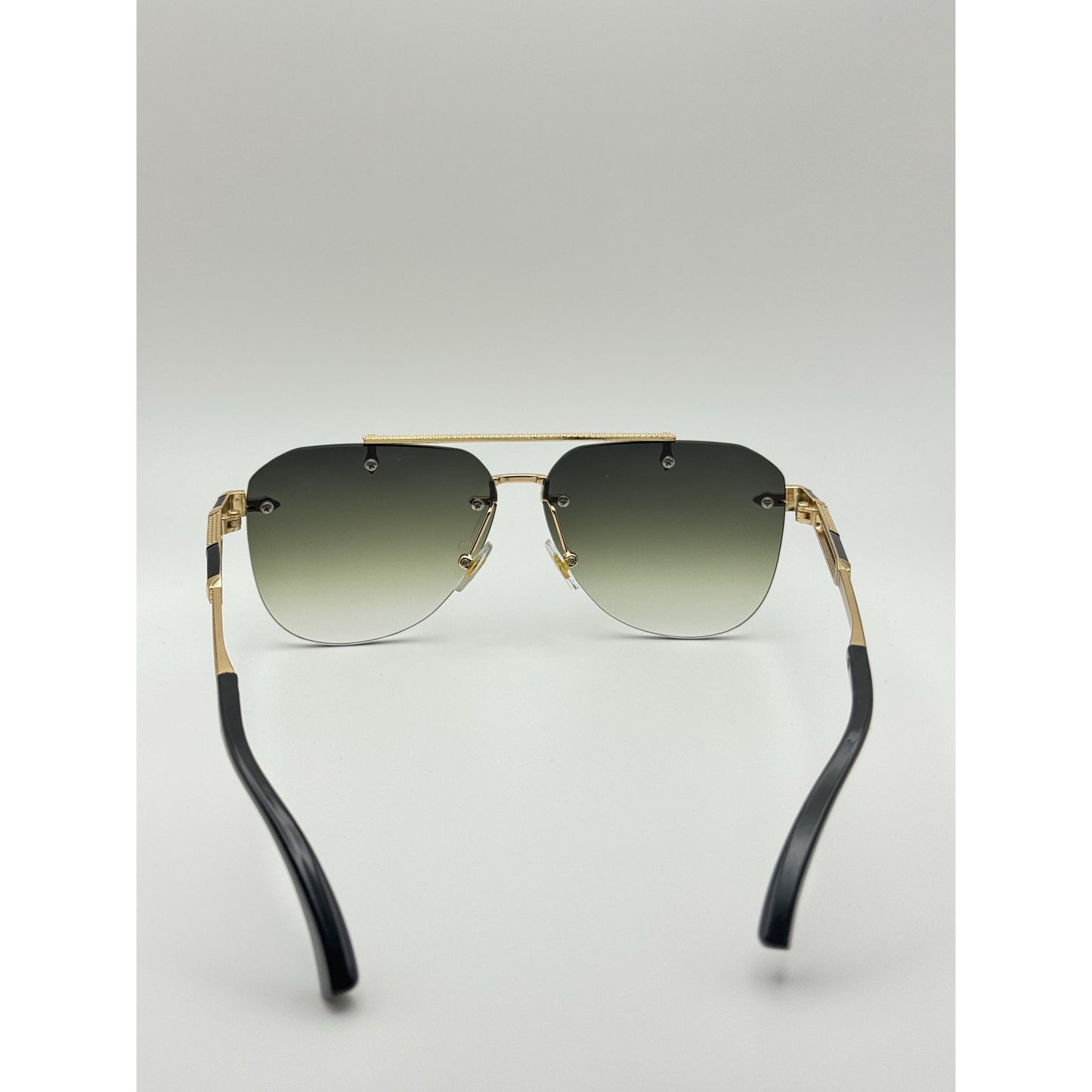 Luxury Rimless Gold Sunglasses: Unisex Gradient Lens, Flat Top Semi-Round UV400 with Personalized Case