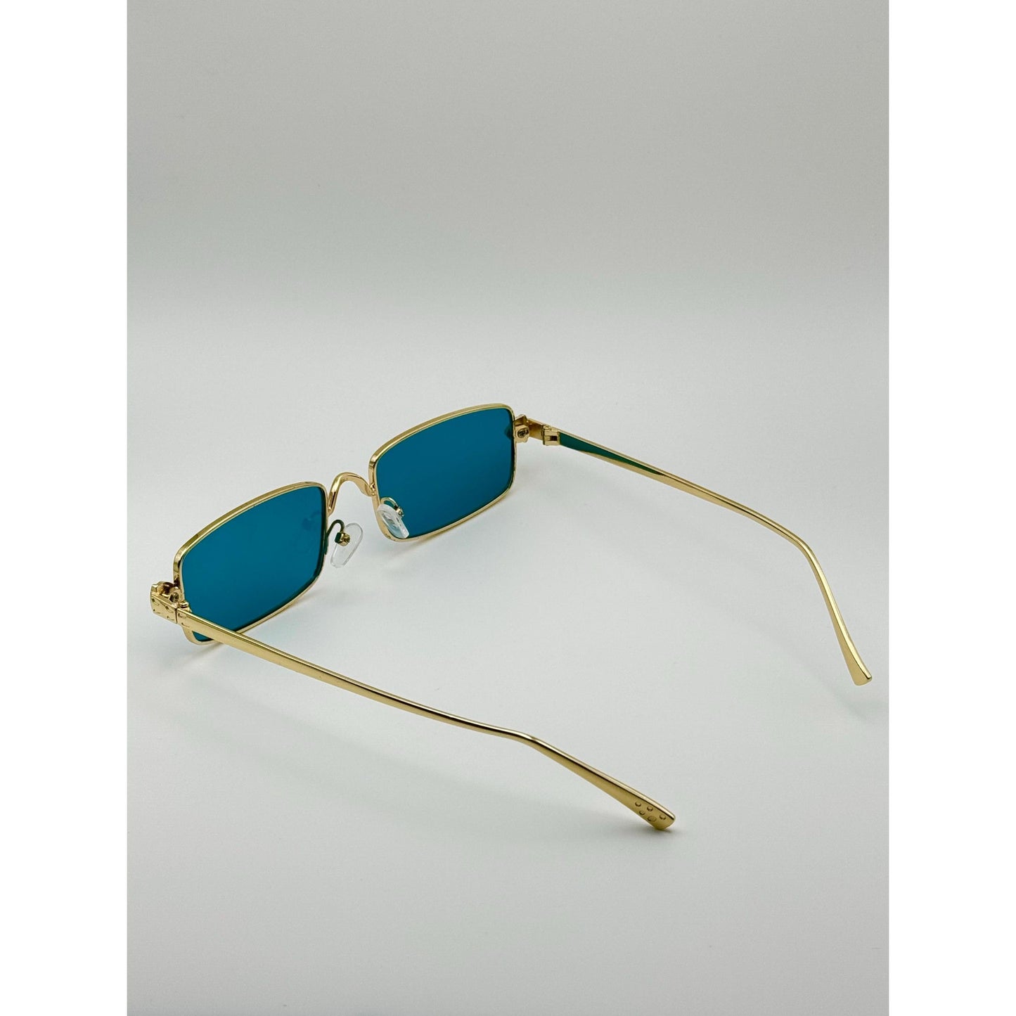 Vintage-Inspired Rectangle Sunglasses: Gold Frame, Multiple Lenses | Y2K Unisex Eyewear for Street Style with Personalized Sunglasses Case