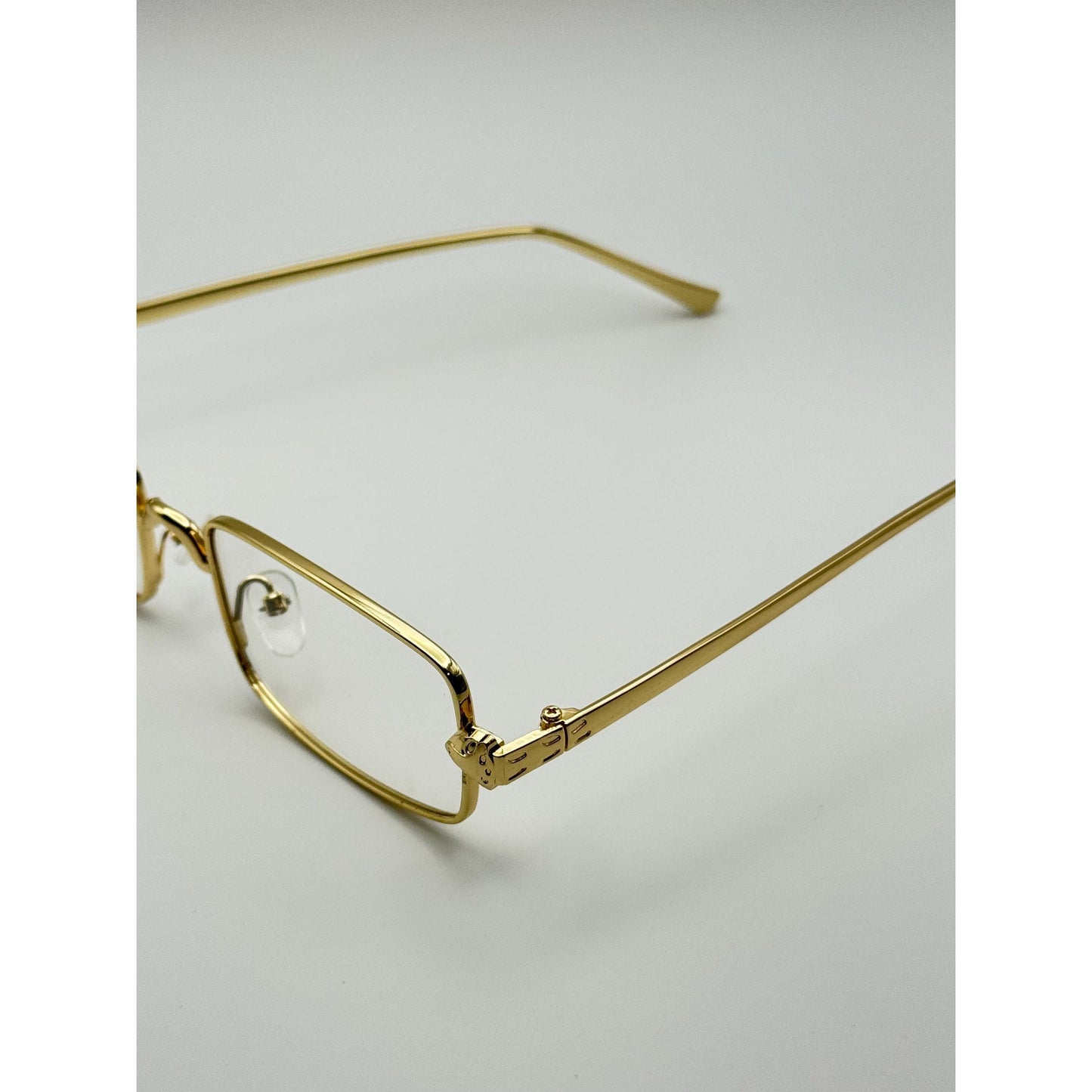 Vintage-Inspired Rectangle Sunglasses: Gold Frame, Multiple Lenses | Y2K Unisex Eyewear for Street Style with Personalized Sunglasses Case