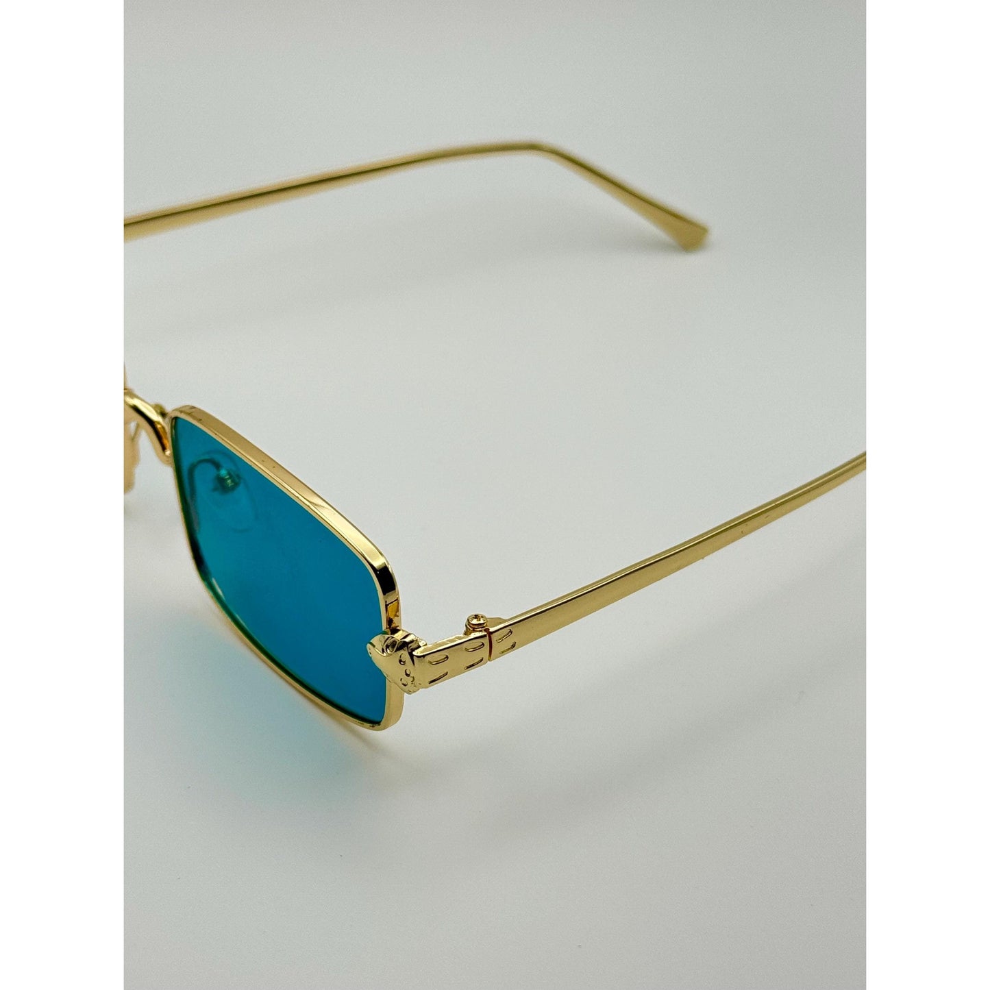 Vintage-Inspired Rectangle Sunglasses: Gold Frame, Multiple Lenses | Y2K Unisex Eyewear for Street Style with Personalized Sunglasses Case