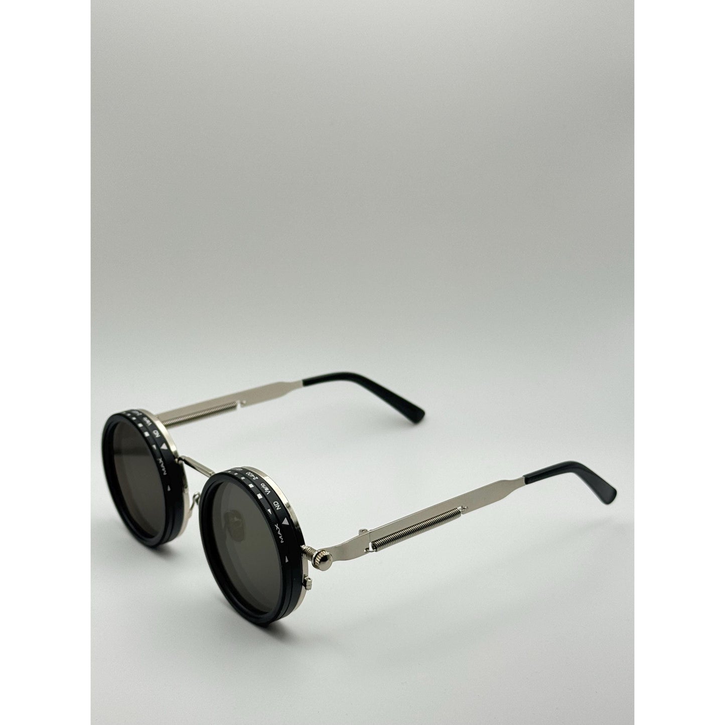 Adjustable Tint Steampunk Sunglasses | Rotating Polarized UV400 Retro Goggles for Men & Women with Personalized Sunglasses Case