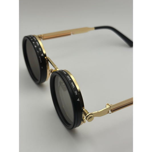 Adjustable Tint Steampunk Sunglasses | Rotating Polarized UV400 Retro Goggles for Men & Women with Personalized Sunglasses Case