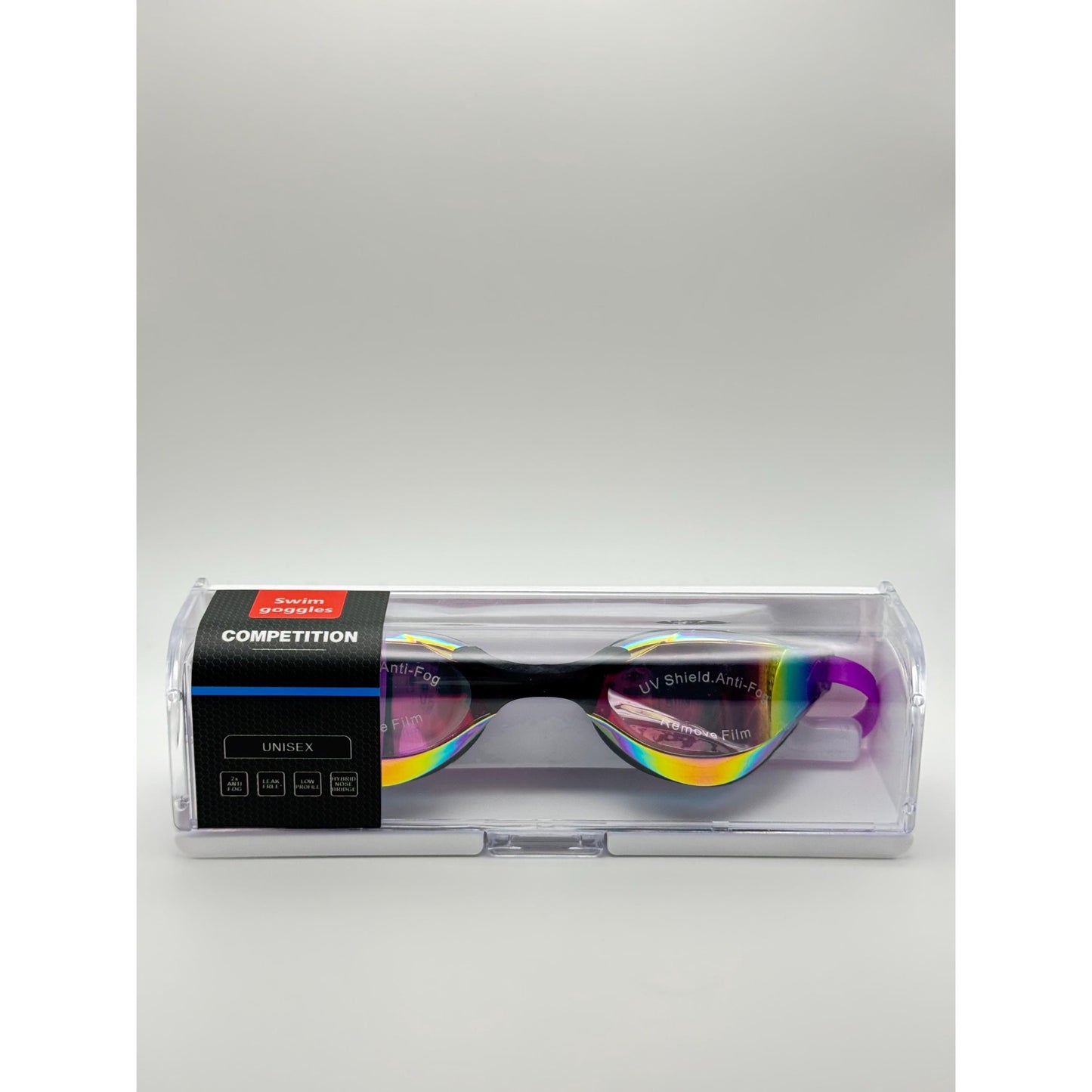 Professional Anti-Fog UV Protection Swim Goggles | Unisex Low-Profile Mirrored Racing Lenses
