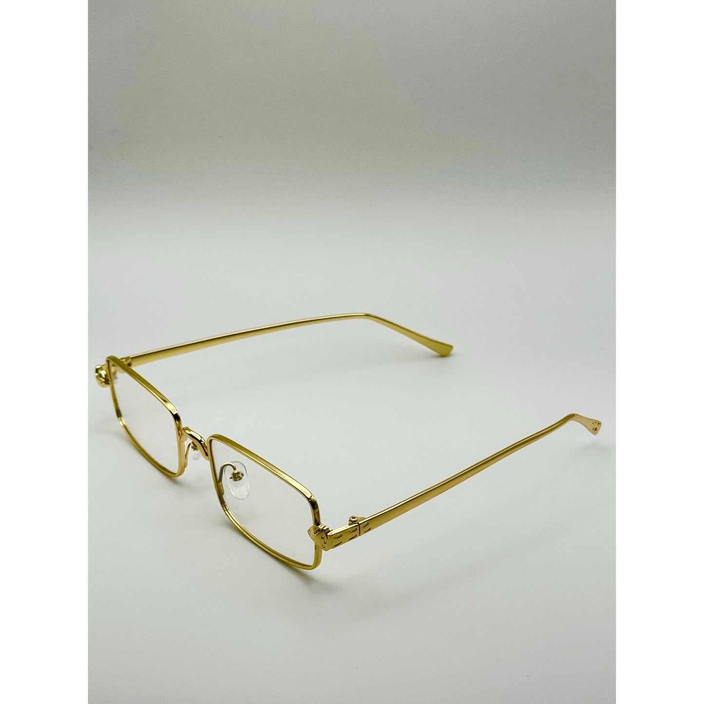 Vintage-Inspired Rectangle Sunglasses: Gold Frame, Multiple Lenses | Y2K Unisex Eyewear for Street Style with Personalized Sunglasses Case