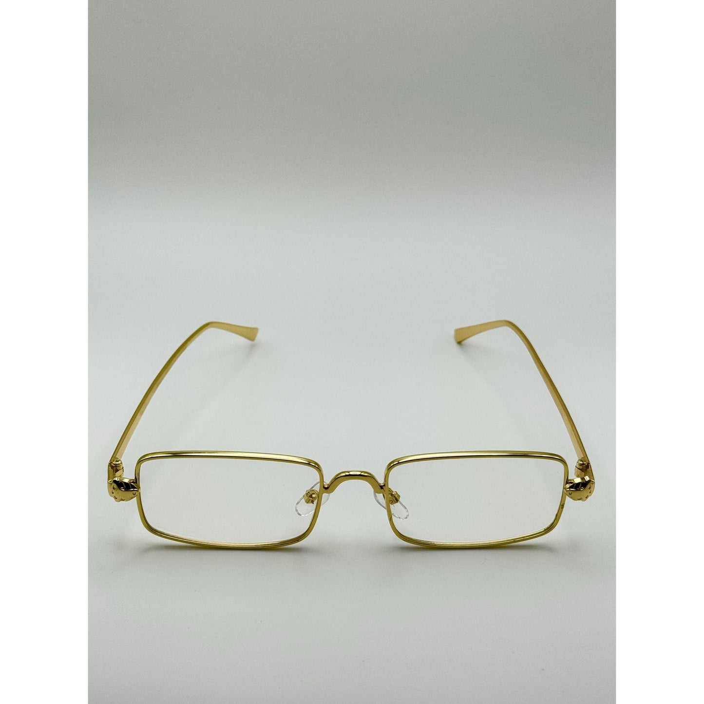 Vintage-Inspired Rectangle Sunglasses: Gold Frame, Multiple Lenses | Y2K Unisex Eyewear for Street Style with Personalized Sunglasses Case