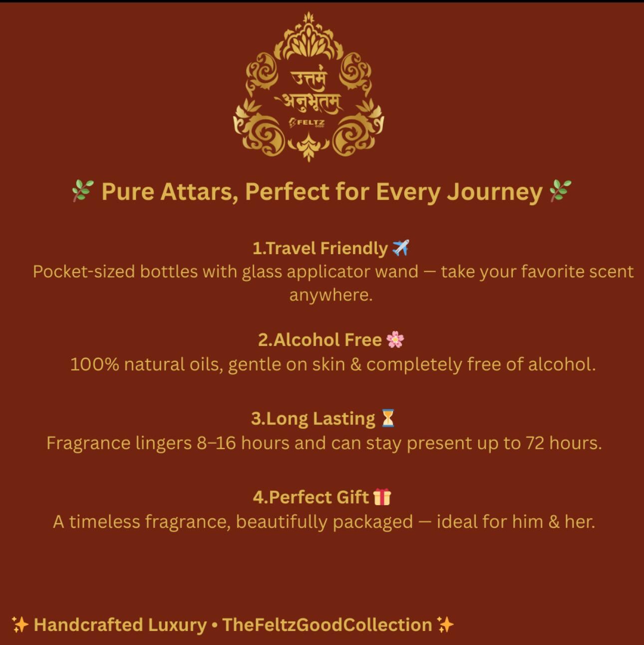 Pure Sandalwood Oil Attar – Natural Perfume Oil, Alcohol-Free, Aromatherapy Essential Oil, Unisex Fragrance