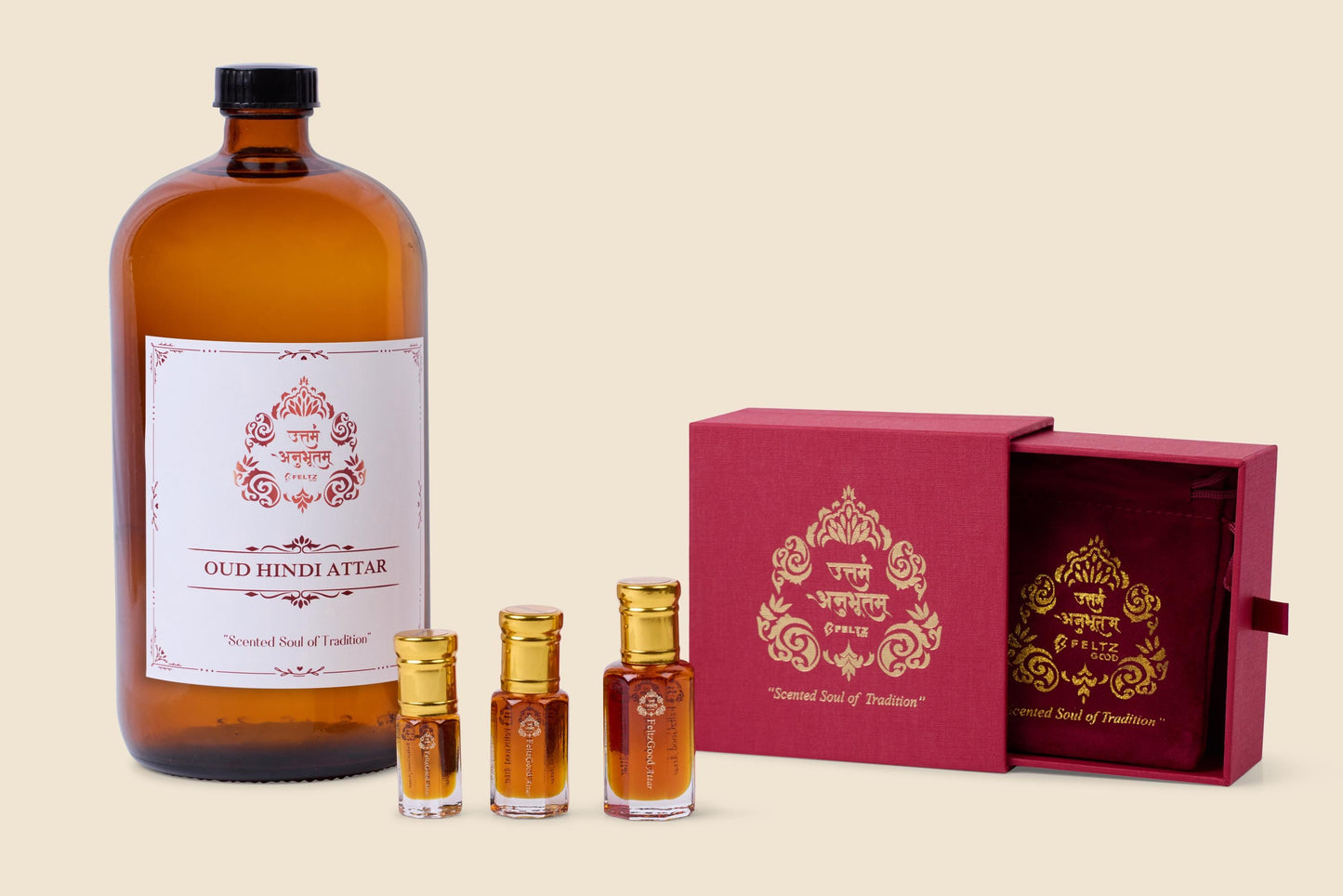 Oud Hindi Attar Perfume Oil: Traditional Indian Agarwood, Vegan, Alcohol-Free