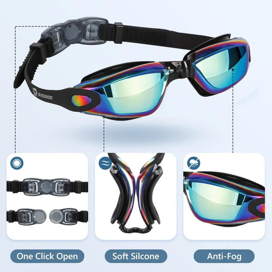 Anti-Fogging Mystic Blue Swimming Goggles/Sunglasses