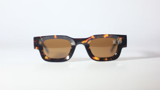 a pair of sunglasses sitting on top of a white table