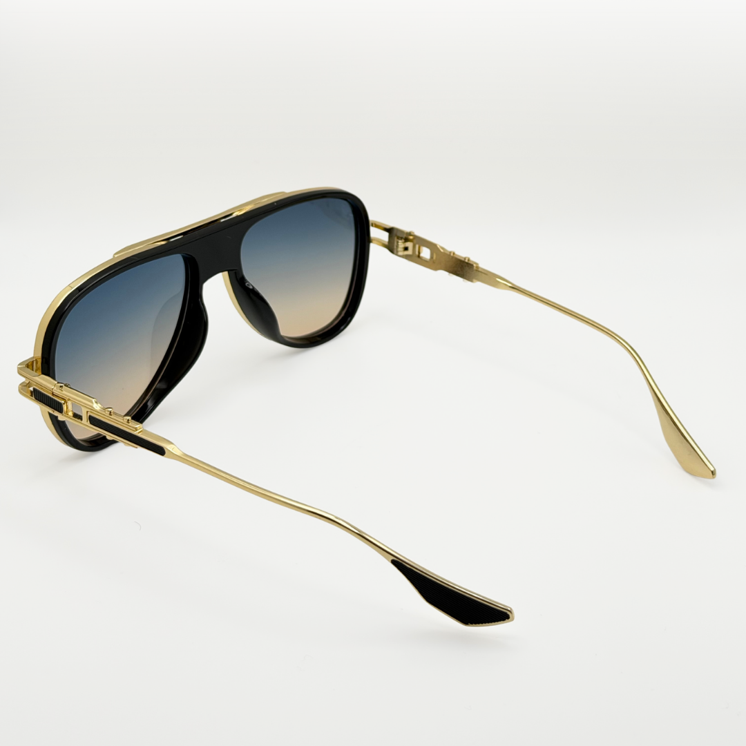 Retro Aviator Sunglasses Gold Black Frame Gradient Lens Uv400 Men Women adjustable tint sunglasses - View 3