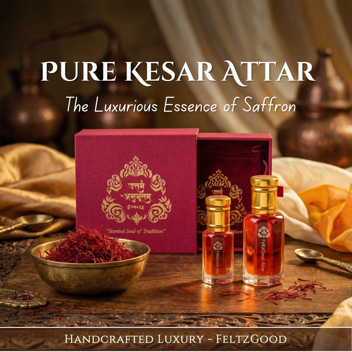 Pure Kesar Attar Perfume Oil Vegan Saffron Fragrance In Gift Box - Alcohol-Free Traditional Indian Attar Perfume Oil - View 1
