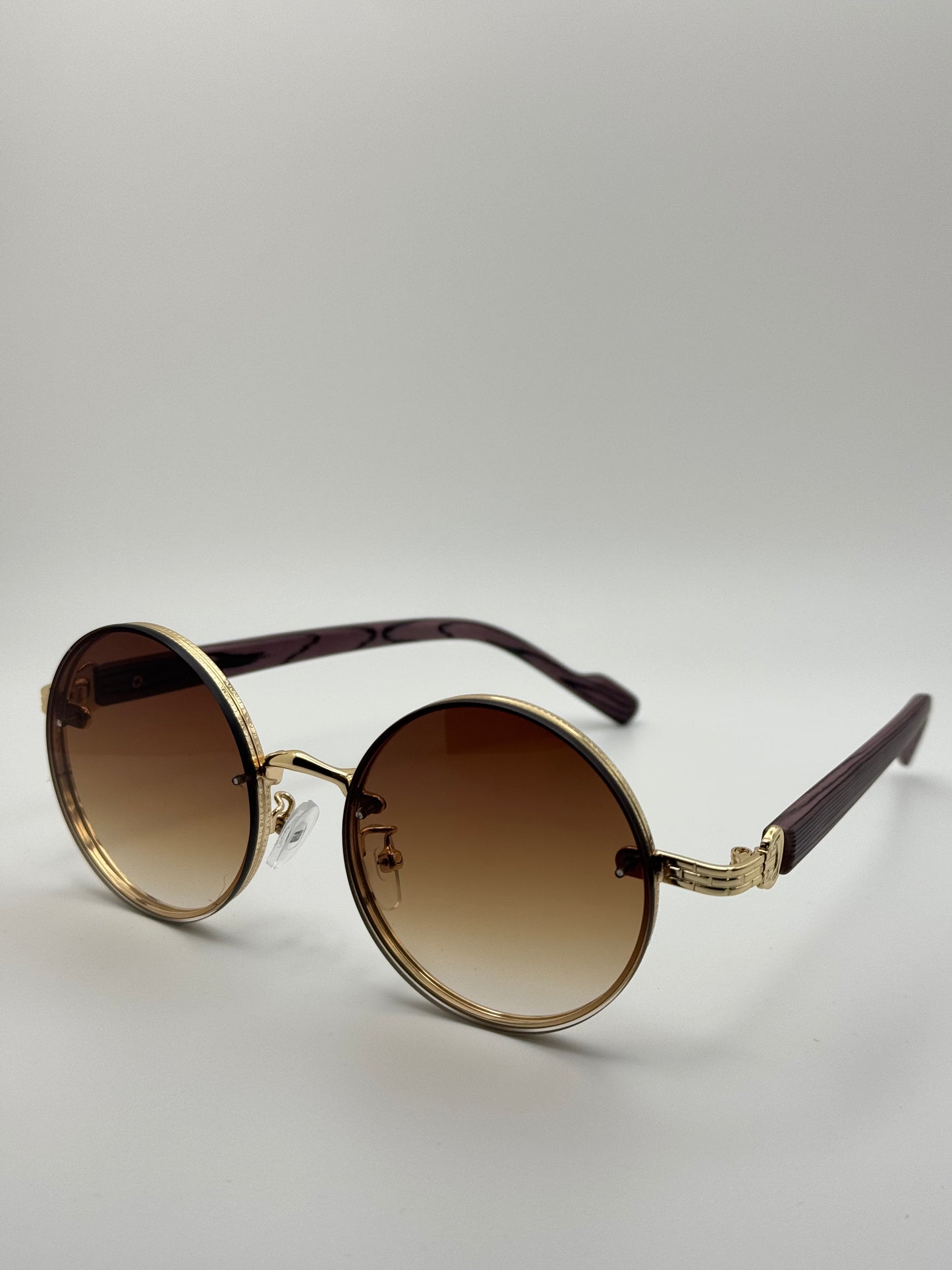 Round Vintage Sunglasses for Women & Men - Gradient Tinted Retro Circle Shades - Gold Frame Boho Festival Eyewear UV400