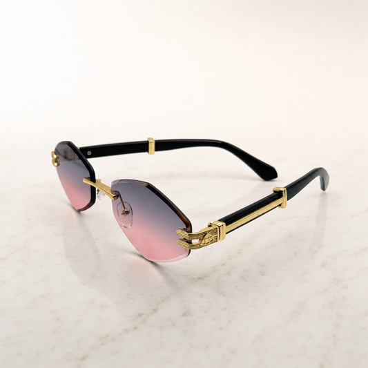Rimless Geometric Sunglasses – Unisex Y2K Retro Luxury Shades with Gold Frame & UV400 Protection | Trendy Fashion Eyewear for Women & Men