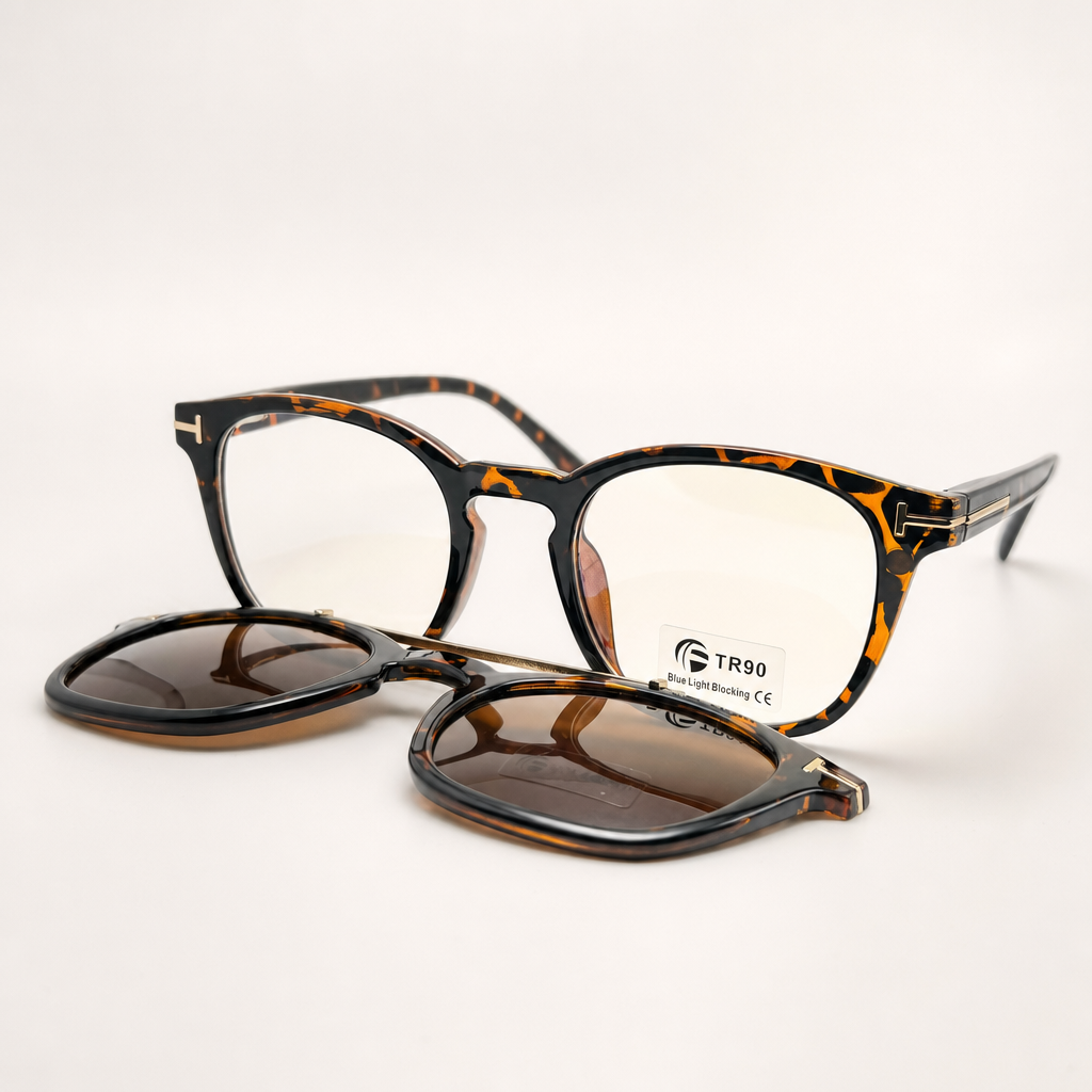 Italian Double Lens Retro Square Polarized Plus Anti-Blue Light Glasses