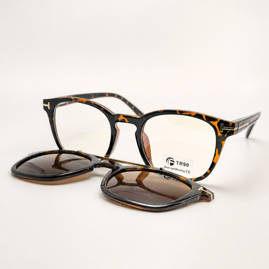 Italian Double Lens Retro Square Polarized Plus Anti-Blue Light Glasses