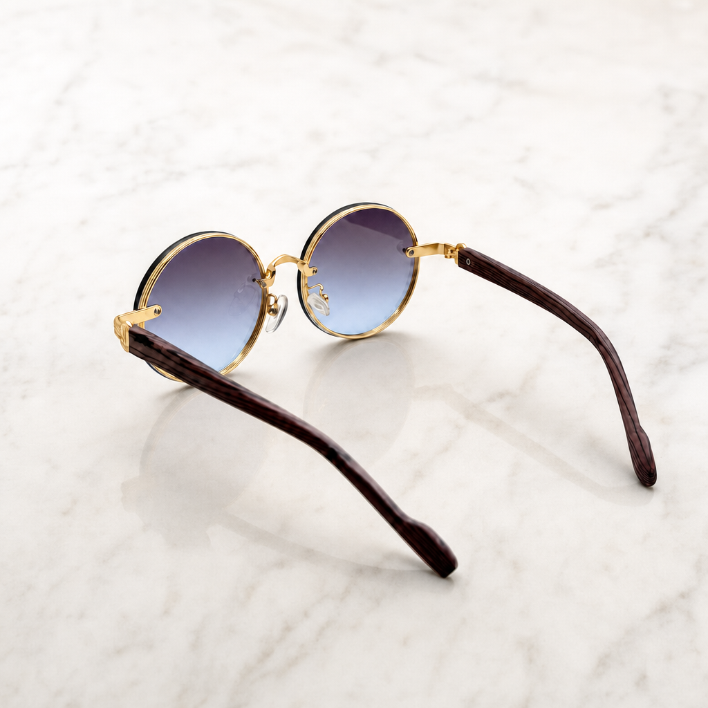 Round Vintage Sunglasses for Women & Men - Gradient Tinted Retro Circle Shades - Gold Frame Boho Festival Eyewear UV400