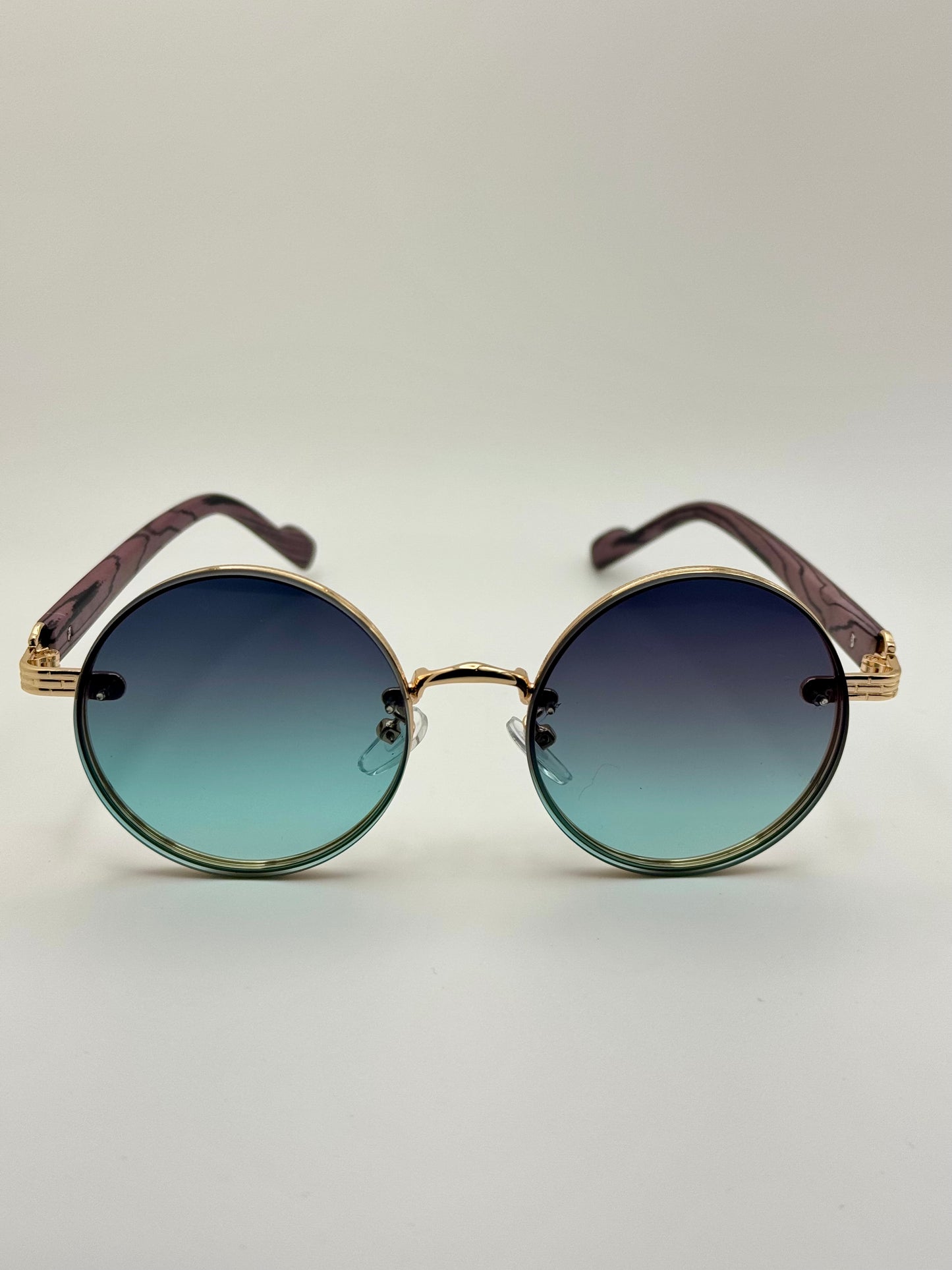 Round Vintage Sunglasses for Women & Men - Gradient Tinted Retro Circle Shades - Gold Frame Boho Festival Eyewear UV400