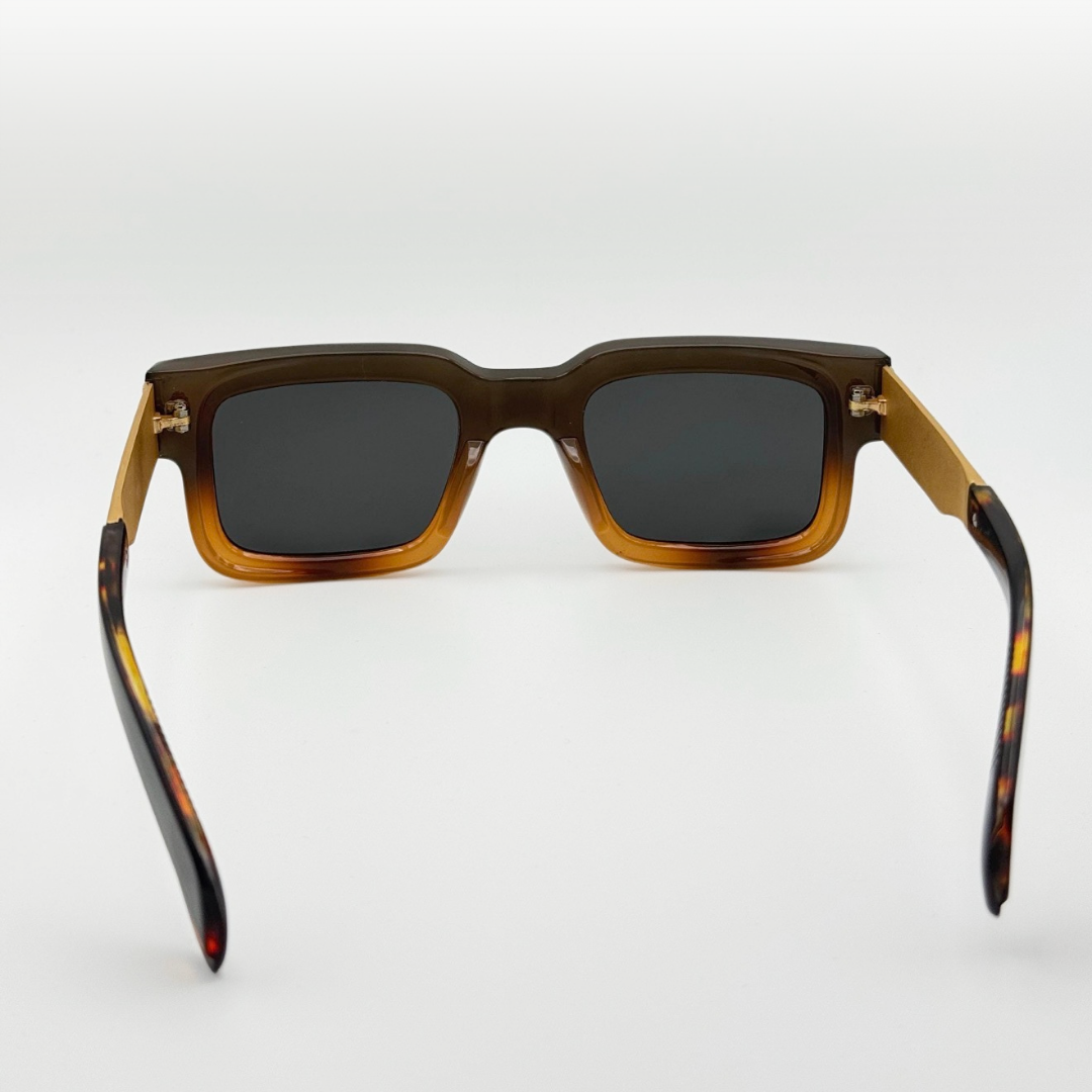 Vintage Polarized Square Sunglasses Amber Gold Frame adjustable tint sunglasses - View 10