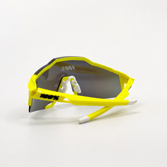 100% Speedcraft Yellow Frame Sports & Outdoors Sunglasses with Multicolor Mirrored Lenses For Men And Women