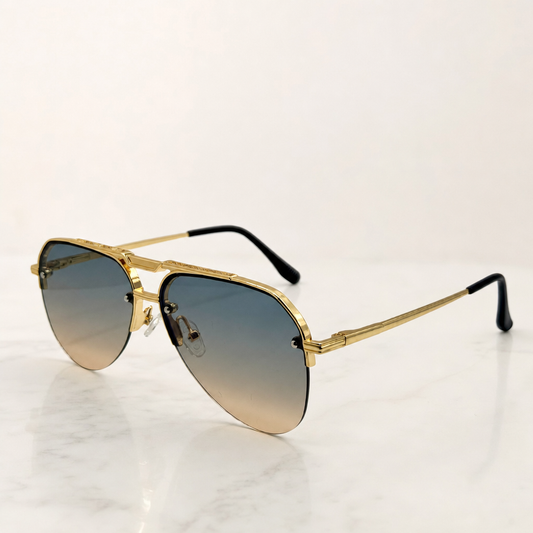 Retro Aviator Sunglasses Men Women Gold Metal Frame Gradient Lens UV400 Vintage Pilot Eyewear
