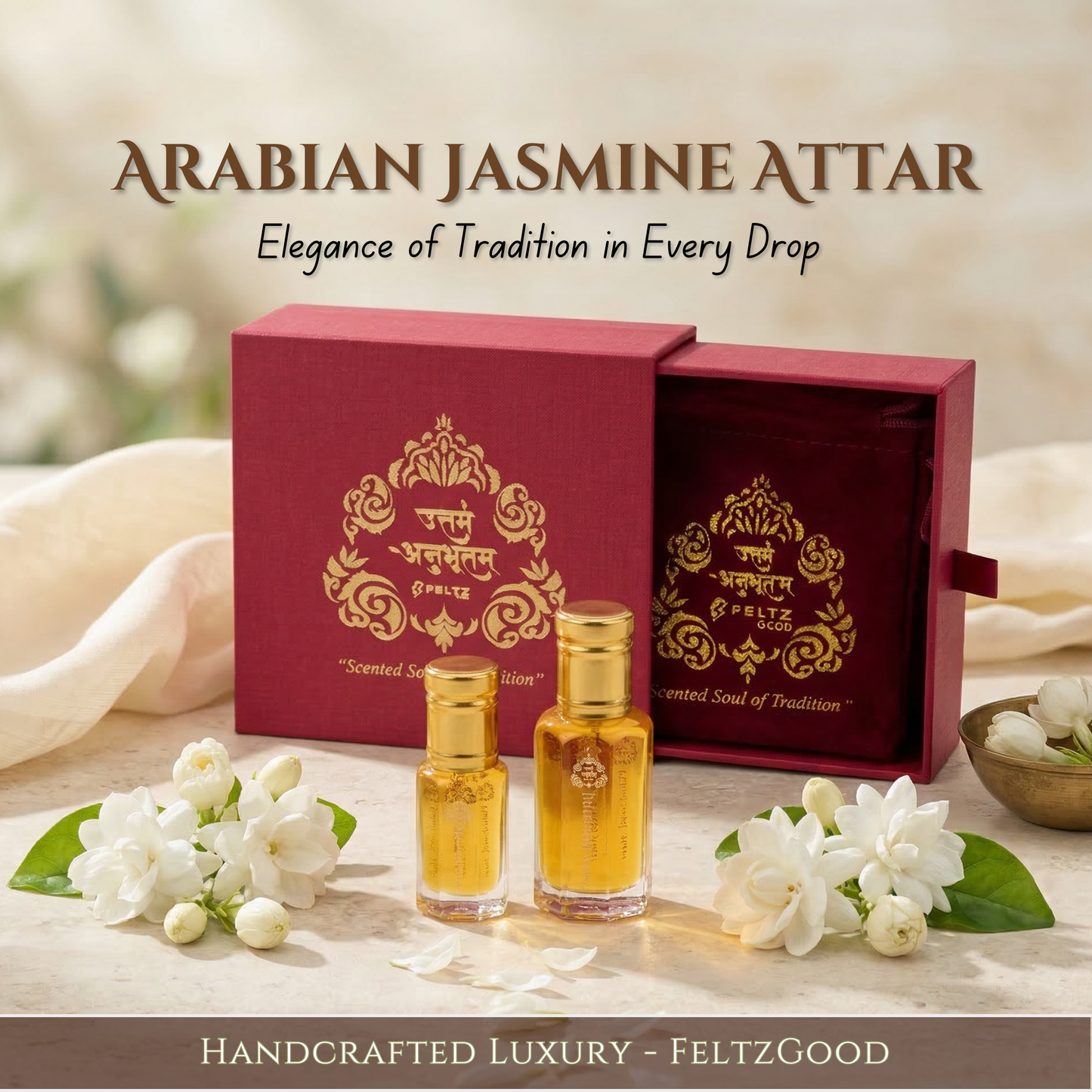 Arabian Jasmine Attar Perfume Oil Vegan Mogra Fragrance Gift Box - Alcohol-Free Traditional Indian Attar Perfume Oil - View 1