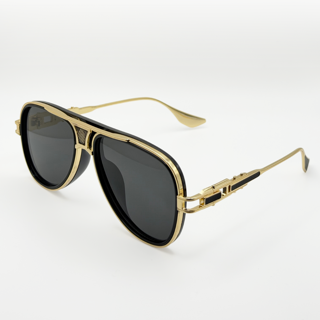 Retro Aviator Sunglasses Gold Black Frame Gradient Lens Uv400 Men Women adjustable tint sunglasses - View 2