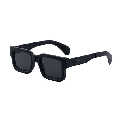 Vintage-Inspired Polarized Sunglasses: Square Multicolors Frame, Gold Temples, UV400 Protection with Personalized Sunglasses Case
