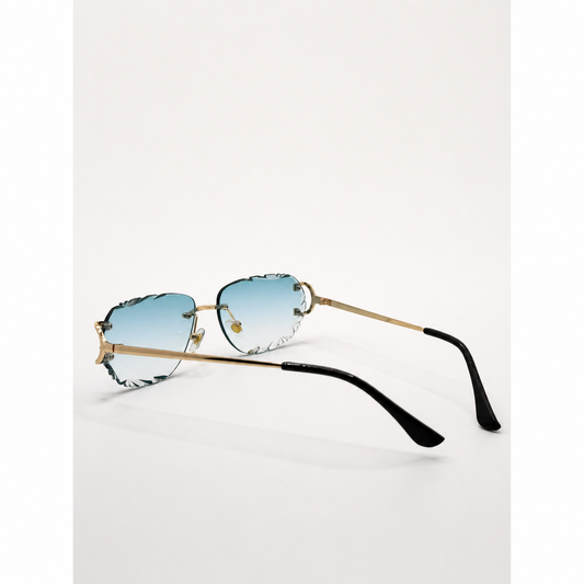 Diamond-Cut Elegant Rimless Gradient Sunglasses with Gold Frame For Men And Women