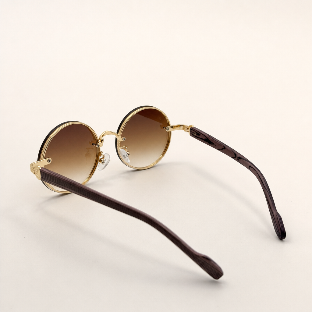 Round Vintage Sunglasses for Women & Men - Gradient Tinted Retro Circle Shades - Gold Frame Boho Festival Eyewear UV400