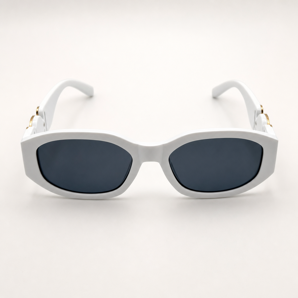 Vintage Rectangle Black Sunglasses | Retro Designer-Inspired Shades | Gold Medallion Statement Glasses | UV Protection Women Sunglasses