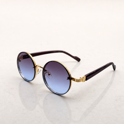Round Vintage Sunglasses for Women & Men - Gradient Tinted Retro Circle Shades - Gold Frame Boho Festival Eyewear UV400