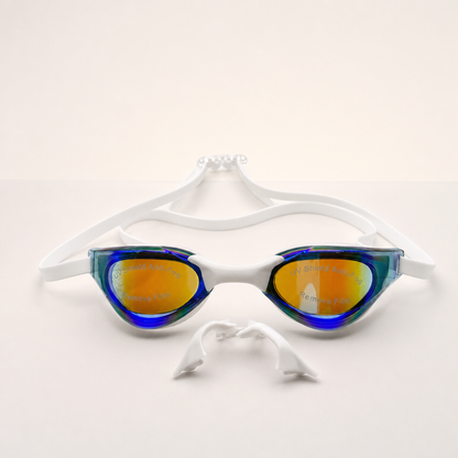 Professional Anti-Fog UV Protection Swim Goggles | Unisex Low-Profile Mirrored Racing Lenses