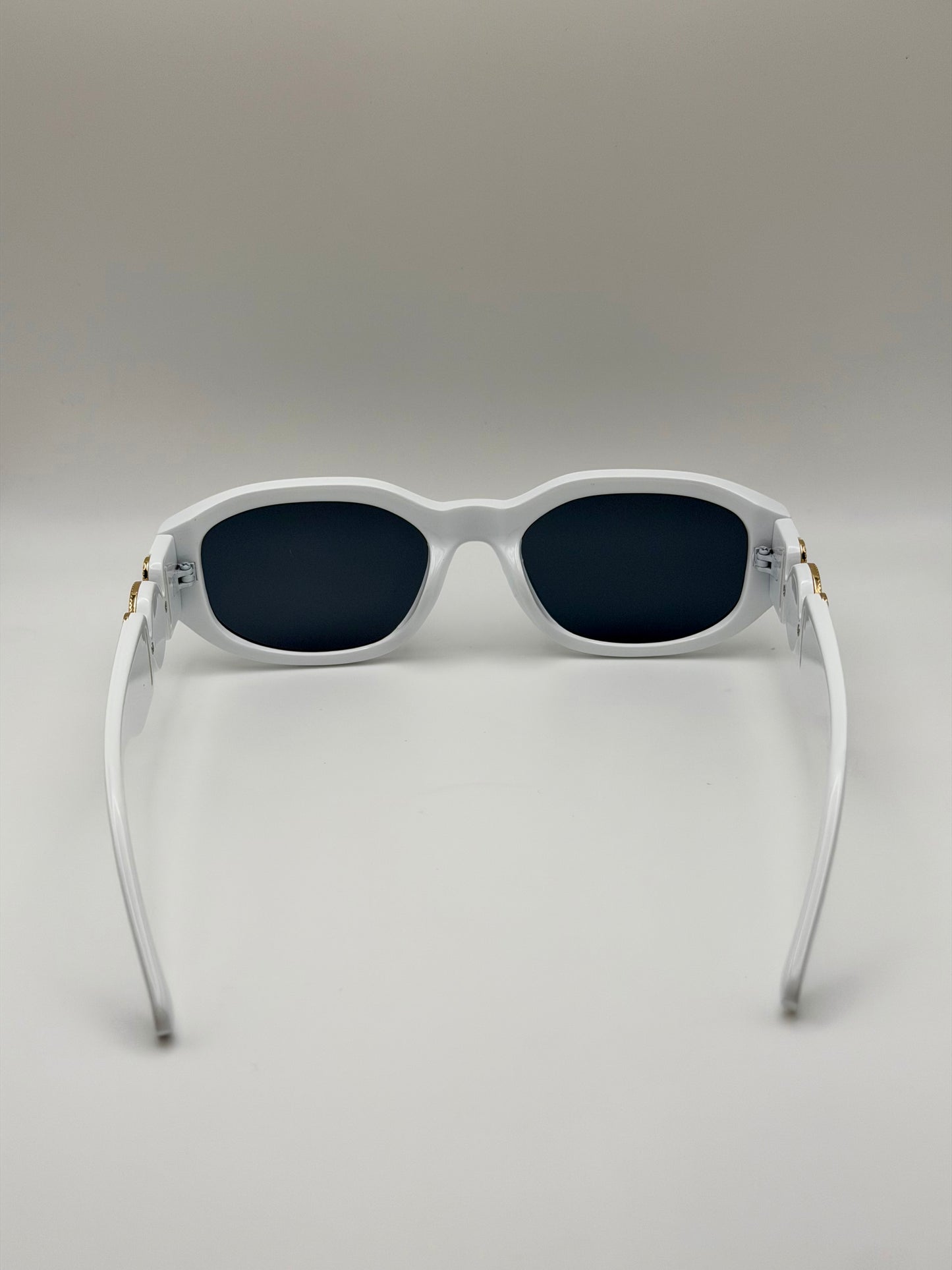 Vintage Rectangle Black Sunglasses | Retro Designer-Inspired Shades | Gold Medallion Statement Glasses | UV Protection Women Sunglasses