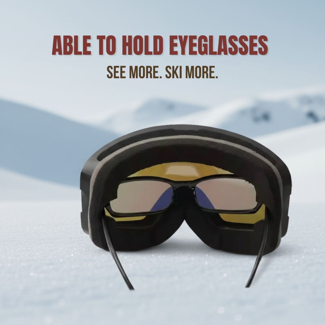 OTG Ski Goggles for Glasses – Anti-Fog Double Lens, UV Protection, Flexible Frame, Unisex Snowboarding & Skiing Eyewear
