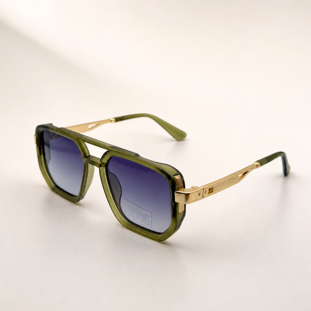 Retro Square Pilot Shades | Polarized UV400 Glasses | Unisex Eyewear