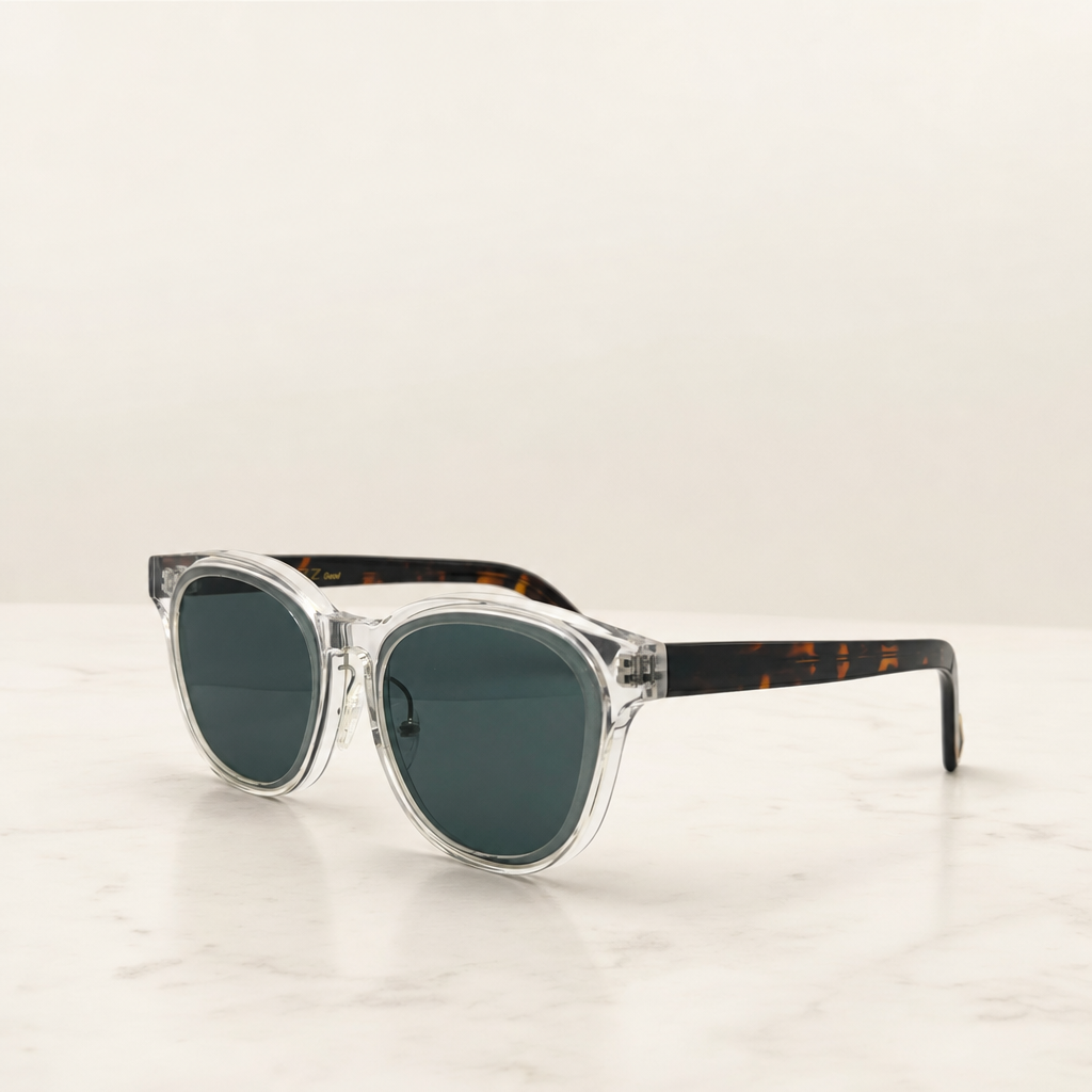 Crystal Grey on Tortoise Acetate Polarized Sunglasses