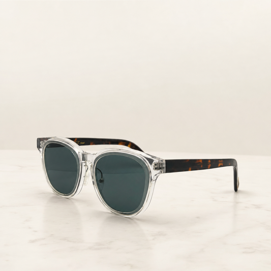 Crystal Grey on Tortoise Acetate Polarized Sunglasses